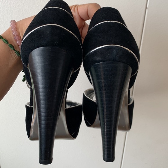 Arden B heels silver and black formal/cocktail/night out/party heels/leather - Picture 4 of 10